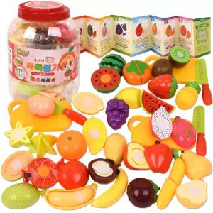 R 요정프루티 싹뚝 과일 자르기 썰기놀이+통 세트 2l053 소꿉 주방 음식 모형 소품