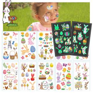 KC인증 어린이 타투 스티커 동물 토끼 부활절 계란 달걀 바구니 야광  판박이 크리스마스 할로윈 교회 어린이집 유치원 학교 놀이수업 