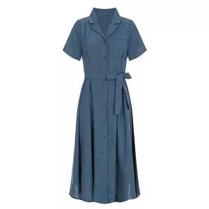 [하프클럽/머스트비]여성 린넨 터치 카라 버튼 원피스