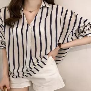 [카라]KARRA 라인스트링오픈넥블라우스_A4S1192