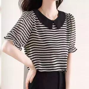 KARRA 플랫라운드카라쉬폰블라우스_A4M0837