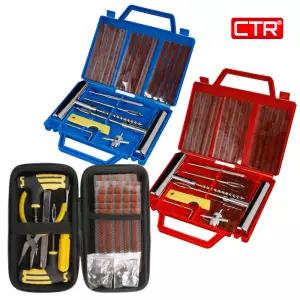 CTR 차량용 타이어 펑크 수리 공구 세트 자동차 오토바이 빵꾸 지렁이 키트 패치 차량 비상 용품 23종 28종 확장드릴 포크드릴 끈끈이 무시 벨브 코어 드라이버