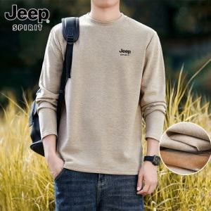 JEEP 남자 봄가을 긴팔 순면 이너 기모 캐주얼 풀오버
