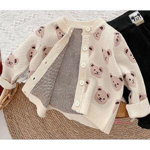 유아가디건 간절기 곰 아기 여아 남아 크림 돌 남자아이 니트 베이비 키즈 곰크림xyz740