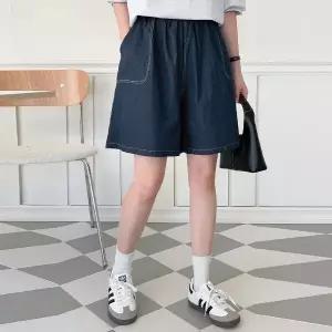 여성 스티치 5부 데님 밴딩 반바지 청반바지 -WPN0076- 여름