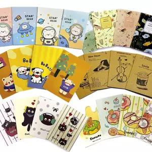 (최저) 미니수첩 줄노트 중철 포켓 일수 총무 유선메모장 캐릭터 클래식 플라워 패턴 문구 사무용품 판촉물