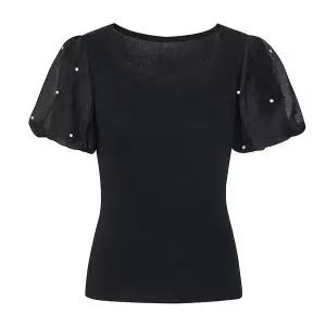 [JJ지고트](광주신세계)하트넥 퍼프 진주 블라우스 티셔츠 GR5N0TS571