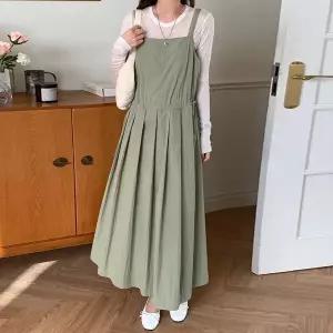 [하프클럽/]뷔스티에 나시 롱 원피스 스트링 레이어드 루즈핏