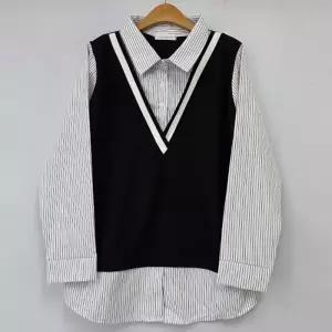 빅사이즈 502 레트로카라배색니트셔츠 DBST895