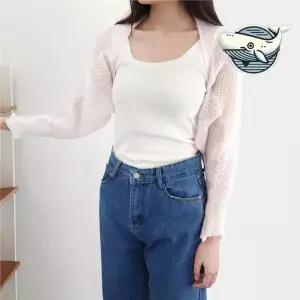 ONM 가벼운 여름 비치 가디건 퍼프 소프트 니트 숏