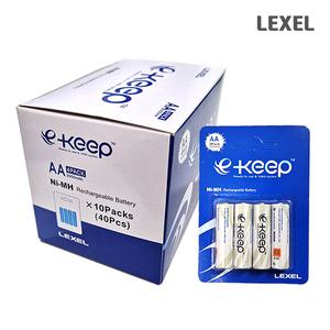 렉셀 e-keep 이킵 니켈수소 충전 건전지 AA 카드 4입X10개