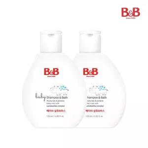 [비앤비]저자극 안심 베이비 샴푸&바스 120ml x 2개
