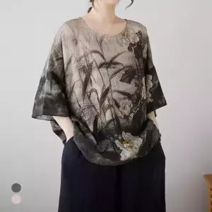 화세 (88까지)폴리인견플라워블라우스_HB4MBL046C