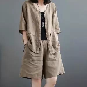 KARRA 내추럴스퀘어블라우스+팬츠SET_A4M1416