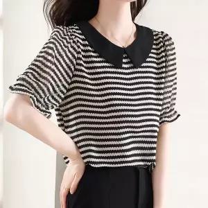 KARRA 플랫라운드카라쉬폰블라우스_A4M0837