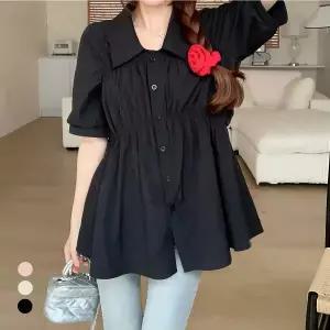 KARRA 카라셔링버튼블라우스_A5M0330