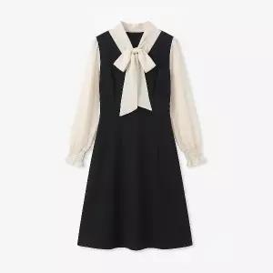 클라셰 셔링럭셔리리본원피스_B5F0120