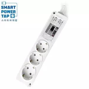 [스마트파워탭]국산 고용량 과부하차단 멀티탭 3구/4000W 전기 매트 난로 히터 건조기 에어컨 배선차단 ...
