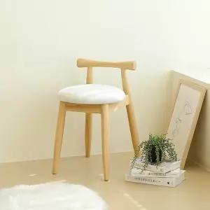 프라에 인테리어 디자인 원형 원목 쿠션 화장대 스툴의자