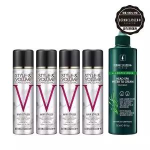 더마클라센 볼륨짱짱 흑채스프레이 블랙 120ml x4 + 헤드스파 탈모케어 트리트먼트 250ml
