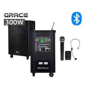 충전식스피커 EG-380 300W 이동식앰프 그레이스 행사용 야외용 강의용 강연용 연설용 교회 버스킹