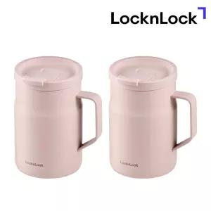 락앤락 New 메트로 밀폐 머그 텀블러 475ml (라이트핑크) 2P 스텐 손잡이 보온보냉컵 TOP_LHC4263LPIKs2