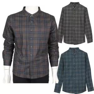 중년 남자 체크 무늬 카라 셔츠 남성 캐주얼 남방 가을 간절기 정장 50대