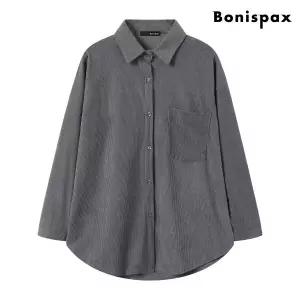 [롯데백화점]미니멈에브리데이/보니스팍스 코듀로이 베이직 카라 루즈핏 셔츠 (XP4BA050L0)