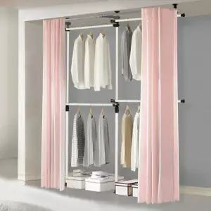 왕자 심플4단커튼행거_플레인 슈가핑크_451 PP)