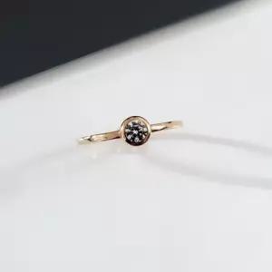 14k 18k 베젤 포인트 반지 모이사나이트 랩다이아 메이쉴드 링 라운드 여자 골드 금반지