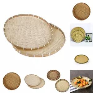 (2개입) 대나무 원형 채반 통기성/소쿠리/튀김/대형/고추/나무/부침개/전채반통/생선/건조/가정용