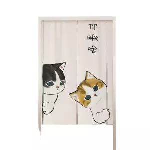 고양이 패브릭 가리개 이자카야 커튼 일본 커텐 그림 일러스트 부엌 창문가리개 주방바란스