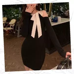 오프숄더 원피스 화이트 리본 장식 홀터넥 미니 드레스 파티 데이트 정장 슬림핏 여성 의류