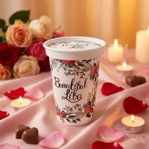 [국내생산] FDA승인 천연펄프 13온스 플라워컵 50개+플라워종이리드 50개 세트 380ml