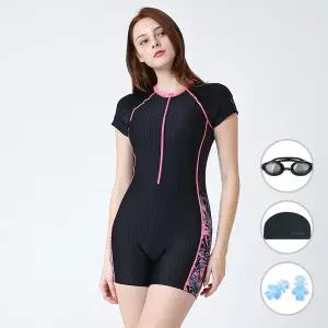 베이직엘르 여성 실내수영복 반팔 반전신 수영복 4종세트 BEF-T105K