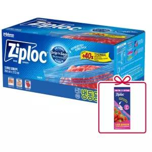 지퍼락 두꺼운 냉동 이중지퍼백 대형 120매+(증정)체험팩3입 / 냉동용 가성비 대용량 실속팩 무지 투명