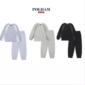 [폴햄키즈]공용)우븐배색 맨투맨 조거팬츠세트