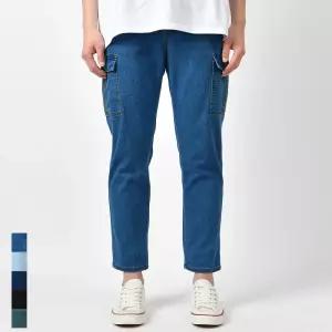 (9부/10부) 남자 밴딩 청바지 카고 스판 데님 팬츠 연청 중청 진청 블랙 빅사이즈