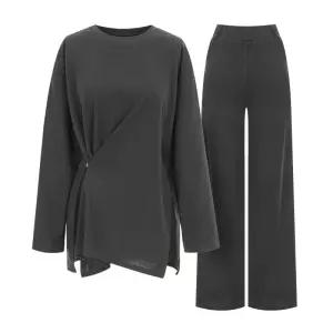 [티뷰] 사이드버튼티셔츠와이드팬츠세트_V6A-CSE010