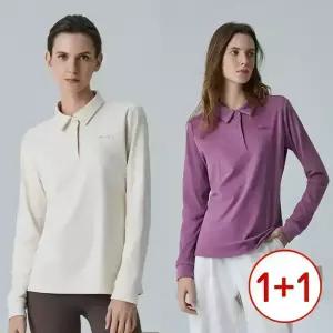 [머렐] 여성 스트레치 기모 긴팔 플리스 카라티셔츠(1.+.1) (D4LS301WIVO-K+D4LS301WPNK-K)
