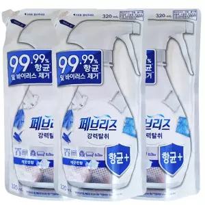 페브리즈 항균플러스 섬유탈취제 깨끗한향 리필 320ml 3개 ~ 강력 파워 냄새 탈취 방향 리필 보충용