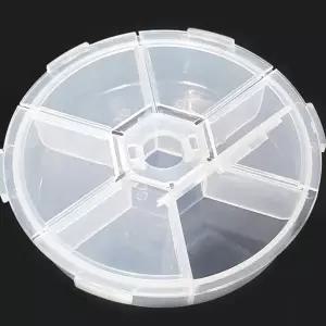 투명 분리 케이스 회전형 플라스틱 다용도 원형 6칸 케이스 수납함 휴대용 약통 악세사리 귀걸이 분할형