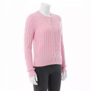 타미힐피거 25FW 여성 크루넥 케이블 니트 가디건 꽈배기 WW46514