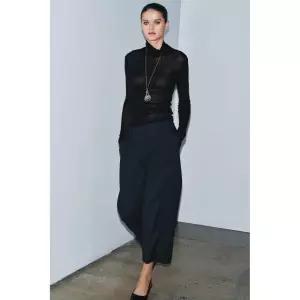 [정품] 자라 긴팔 롱슬리브 맨투맨 니트 ZARA 수피마 코튼 티셔츠 - 블랙