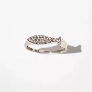 14K 18K 아르젠 행운 물고기 랩다이아 반지 피쉬 심플 링 여자 금반지 데일리