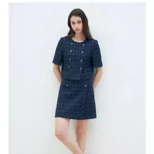 [JJ지고트](신세계 사우스시티)체크 더블 버튼 크롭 재킷 GR5A0JK501