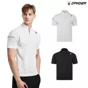 SPYDER 스파이더 남성 반집업 니트 반팔 티셔츠 SPJMCNRS112M 606032