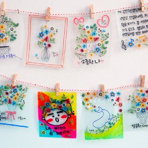 투명 스티커 압화 엽서 만들기 압화스티커