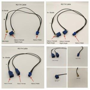 다이오드 자동차 GPS 안테나 연장 케이블 직각 Y형 스플리터 파크라 듀얼 RG174