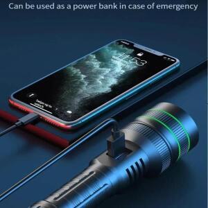 1000000LM 파워 손전등 Type-C 충전식 LED 토치 야외 캠핑 야간 낚시를 26650 배터리 비상 공급 사용